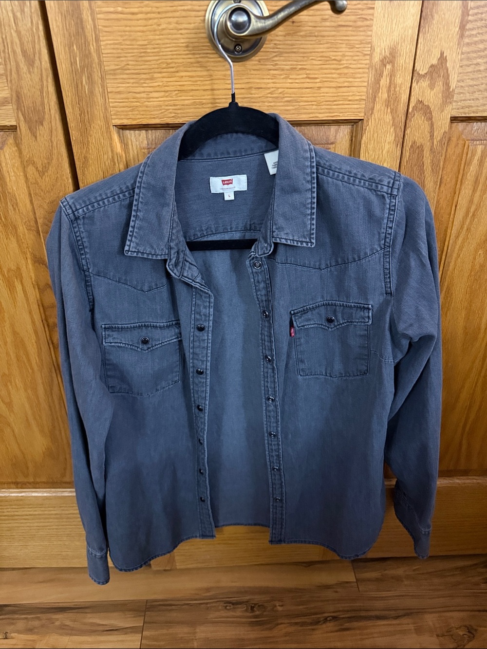 Levi's Washed Charcoal Denim Button-Down Shirt